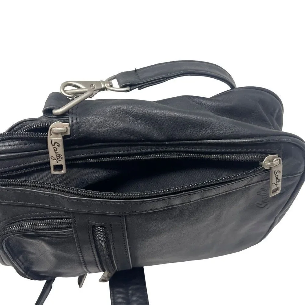 Scully messenger bag medium size Black leather Crossbody BoxU
